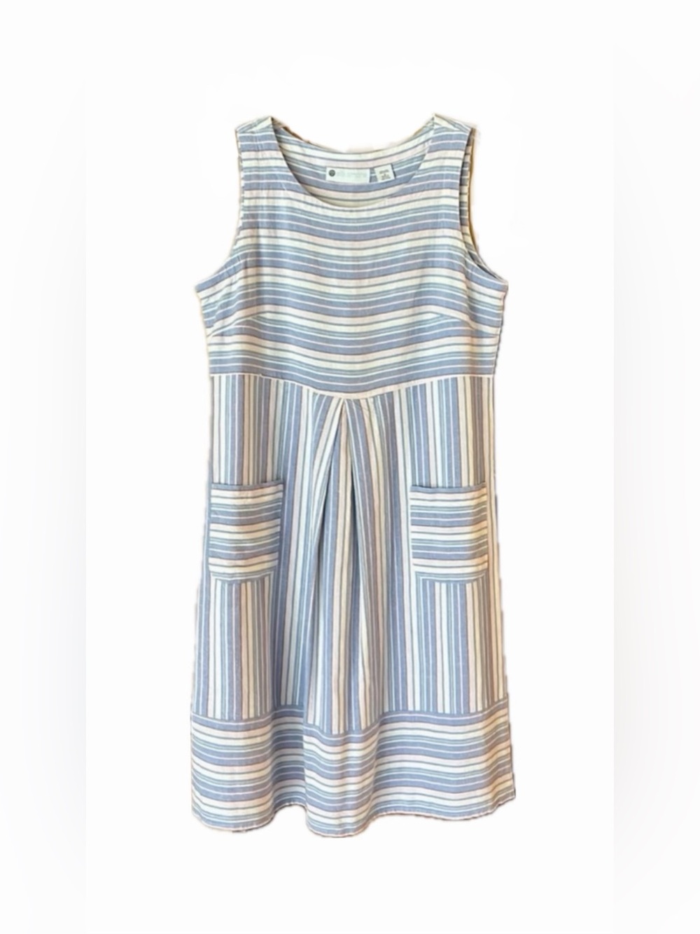 Ella Simone Linen & Rayon Striped Boho Peasant Shift Dress With Pockets X-Large